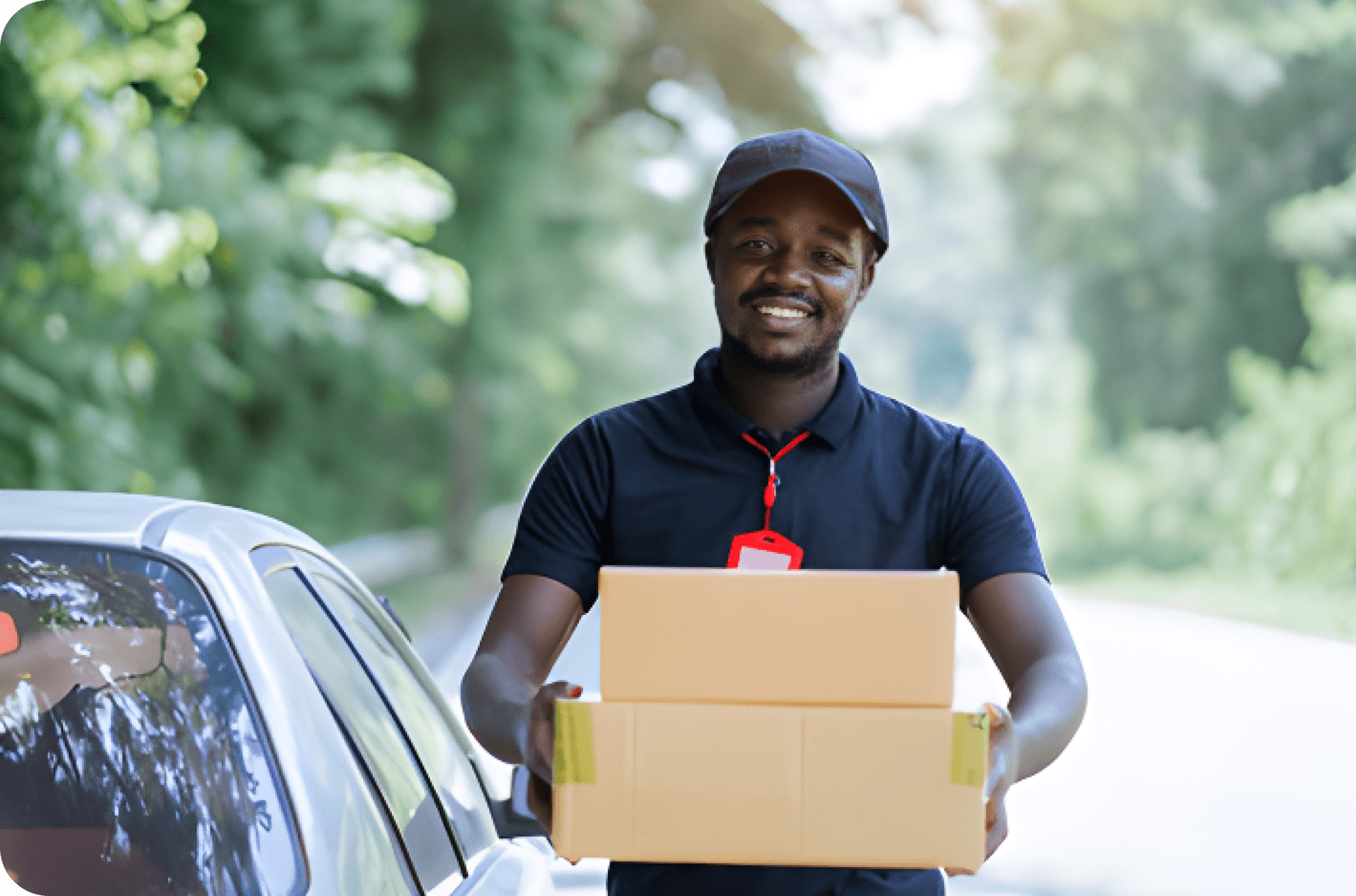 Delivery person with packages